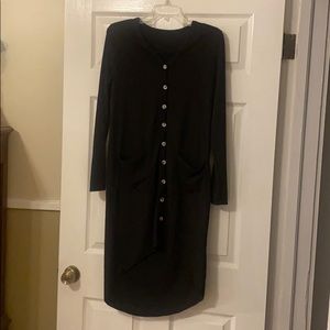 V-Neck Cardigan Dress with Pockets